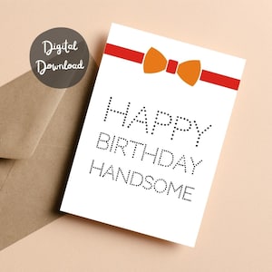 夫への誕生日カード 印刷可能なデジタルダウンロード 彼氏への誕生日カード ハッピーバースデー ハンサム