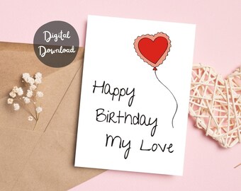 Birthday Card for boyfriend girlfriend Printable Digital Download Birthday Card for him for her Card for husband Valentine Happy Birthday