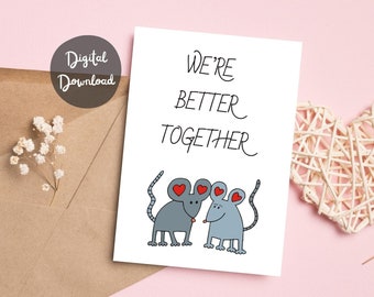 Digital Valentine Card Printable Anniversary Card for husband Digital Download Love You Card for him for her Instant Download Cute Love Card