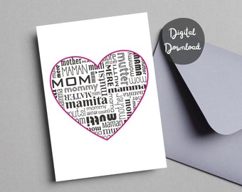 Printable Card for Mom Mother's Day Card Digital Download Birthday Mom Card for mother