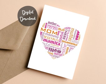 Digital Mother's Day Card Printable Card for Mom Birthday Mom Card for mother Digital download