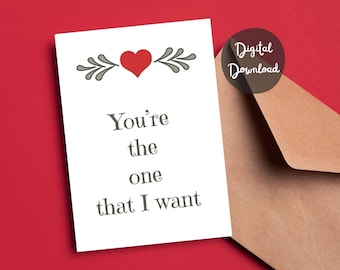 Printable Love Card for him for her Anniversary Card for boyfriend girlfriend Digital Download Valentine Card Downloadable You're the one