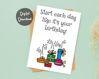 Digital Birthday Card for him for her Printable Downloadable Birthday Card for friend Instant Download Happy Birthday Card