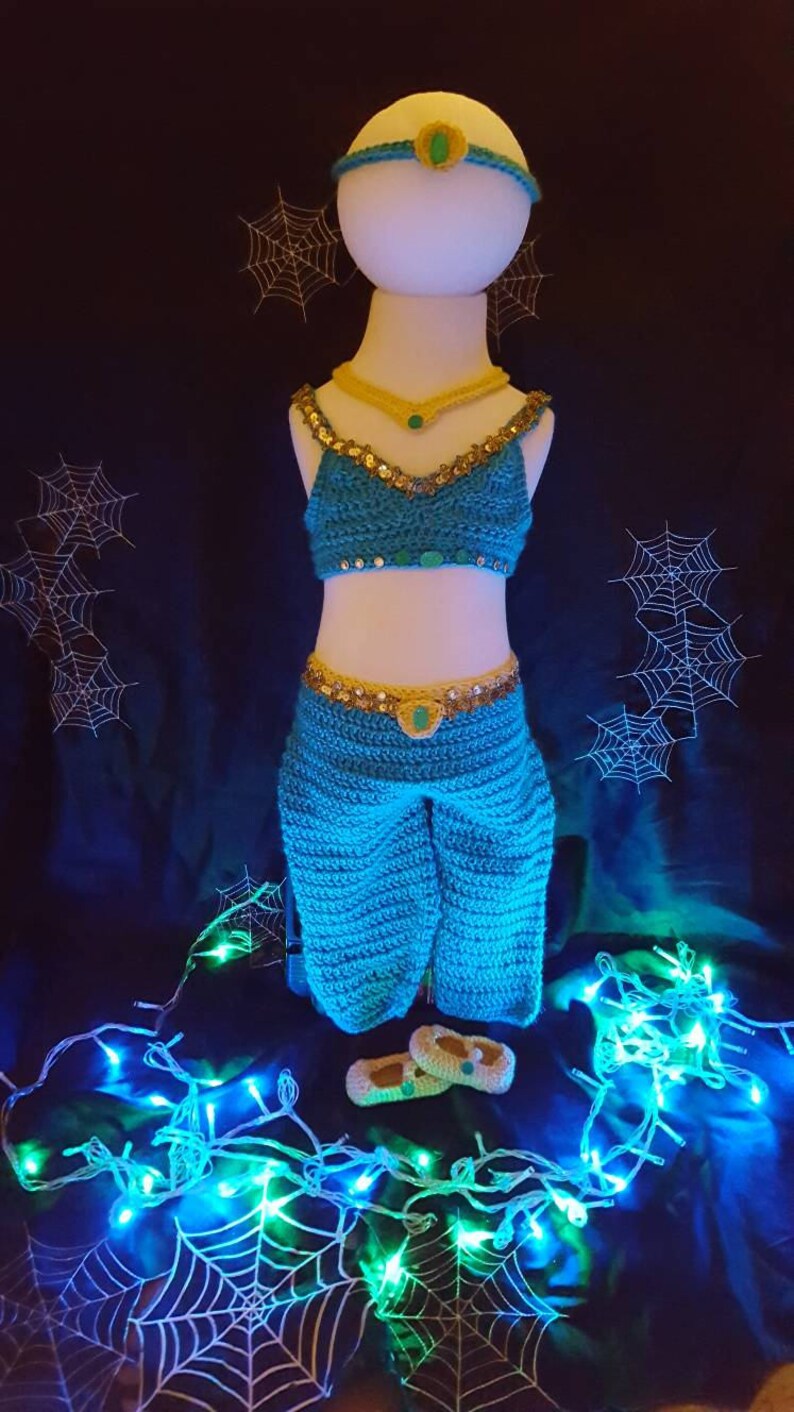 Crochet Princess Jasmine Deluxe Costume 5 pieces baby shower present Ready to Ship photo prop Halloween costume Disney fans!