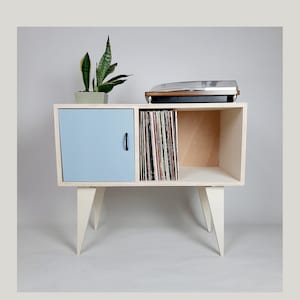 Minimalist Sideboard | Blue Door | Vinyl Record Storage | Neutral Credenza | TV Stand