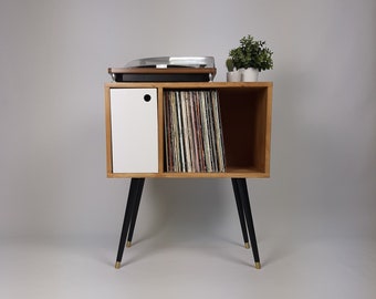 Small Oak Sideboard | Vinyl Record Storage | Console Table | Record Cabinet | Mid Century Modern Legs | Dansette Record Table
