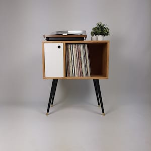 Small Oak Sideboard | Vinyl Record Storage | Console Table | Record Cabinet | Mid Century Modern Legs | Dansette Record Table