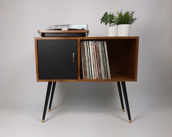 Walnut Sideboard | Black Door and Dansette Legs | Record Cabinet | Vinyl Cabinet | TV Stand