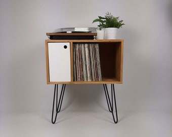 Designer Oak Sideboard | Small Media Console | Vinyl Record Storage Cabiney | Media Unit | Console Table | Record Cabinet | Oak Credenza