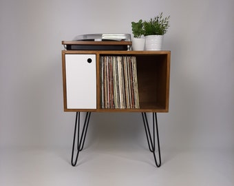 Walnut Sideboard Perfect for Vinyl Storage | Black Hairpin Legs | Handmade Sideboard | Solid Wood | Small | Compact