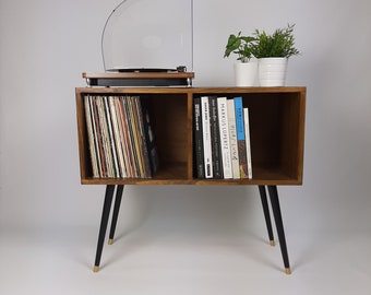 Walnut Sideboard w/ Black Mid Century Legs | Classic Style | Vinyl Record Table