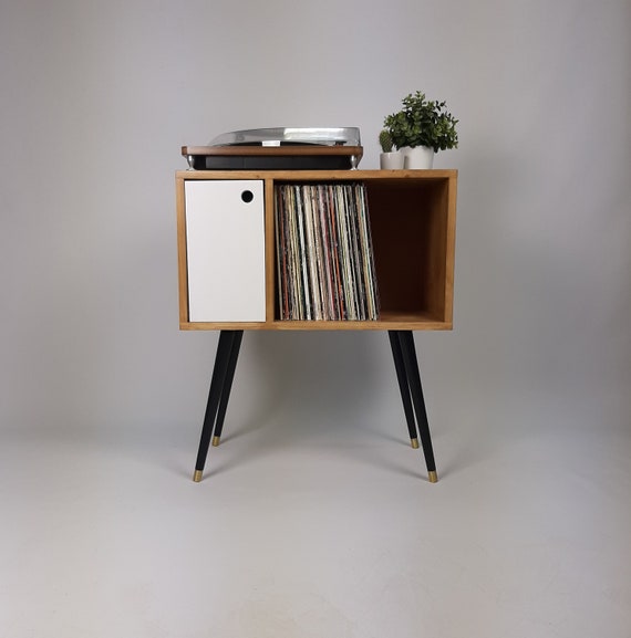 Small Oak Sideboard Vinyl Record Storage Console Table Record Cabinet Mid  Century Modern Legs Dansette Record Table - Etsy