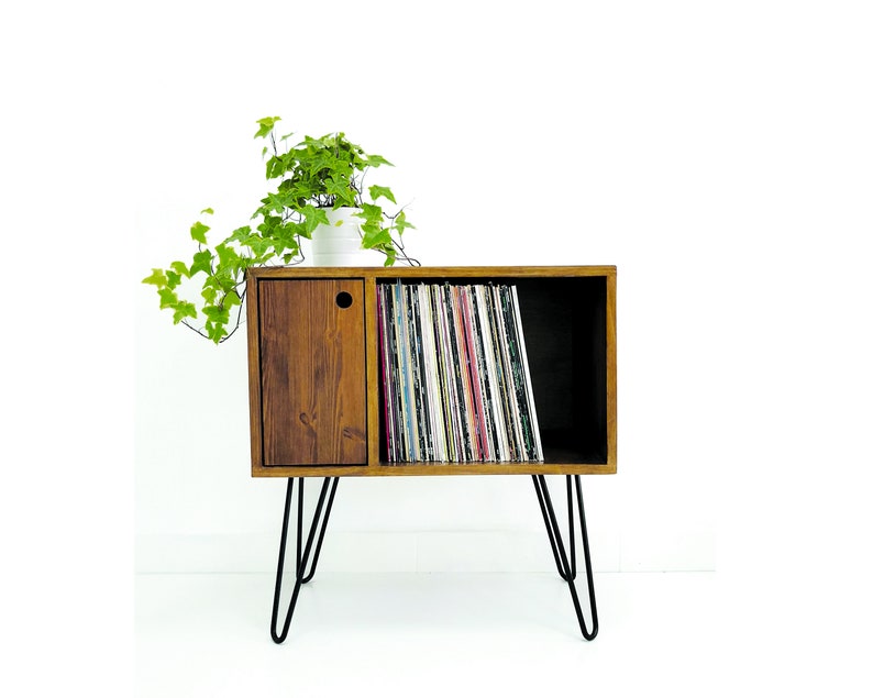 Classic Hairpin Leg Table Media Console Vinyl Record Etsy
