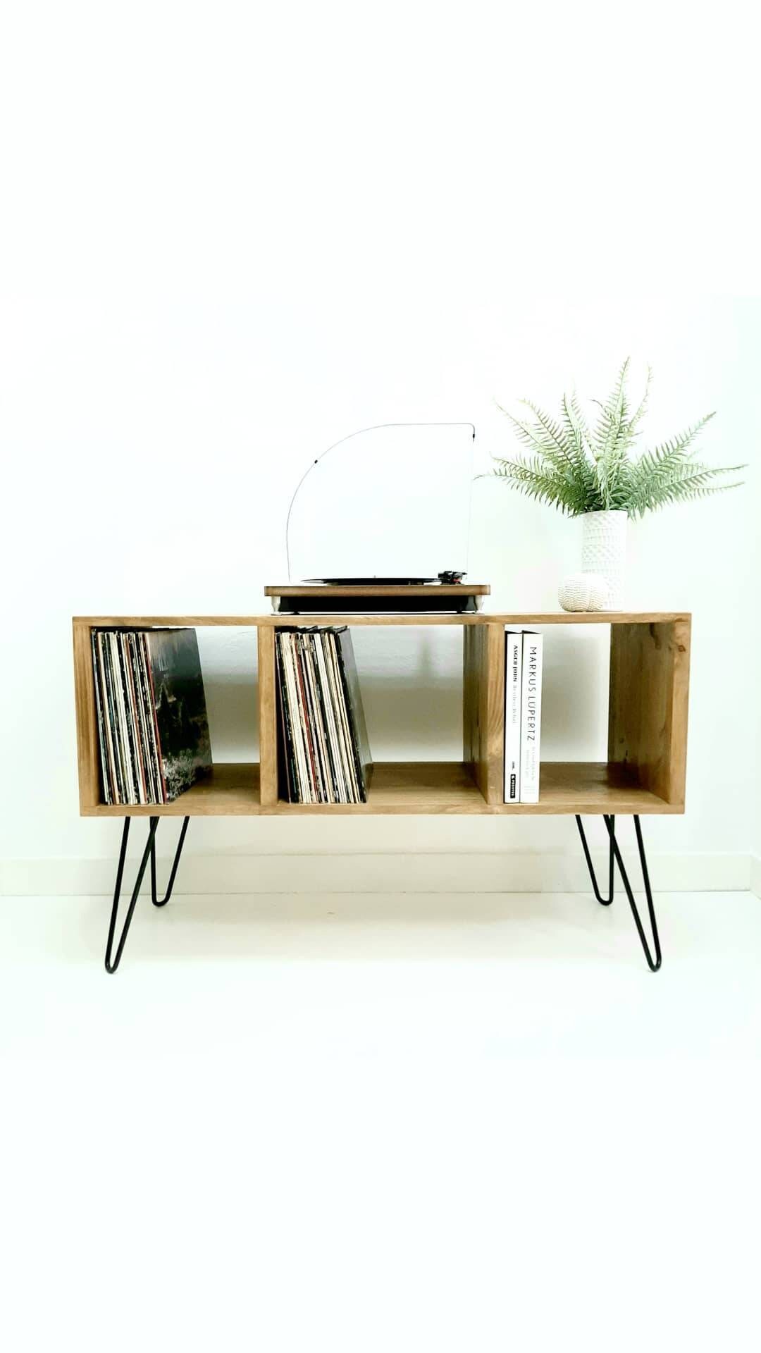 Aparador de roble / Almacenamiento de discos de vinilo / Mesa | Etsy