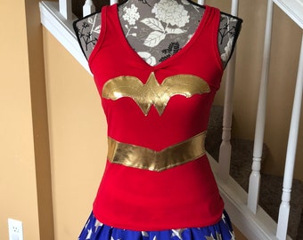 WONDER super human powers lady Superhero Running Racerback Tank only