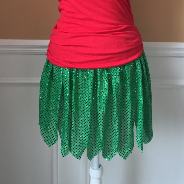 Hawaiian Grass Skirt inspired running skirt/costume Green tropical hula skirt