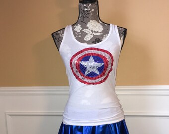 Captain USA Superhero Inspired Running outfit costume Performance fabric Skirt.