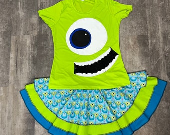 Green Mike monster Inspired Running Costume skirt/tank top