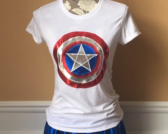 Captain USA Superhero Inspired Running outfit costume Performance top ONLY