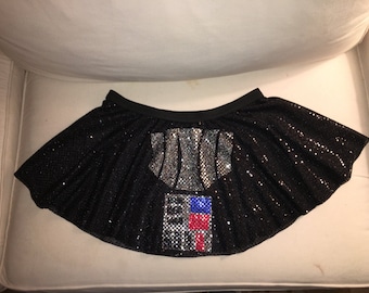 Darth bad guy Running/Athletic/Figure Skating Circle Skirt/costume Silver and Black