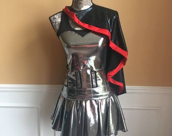 Captain Silver Troop Performance Running costume outfit skirt/tank top with cape