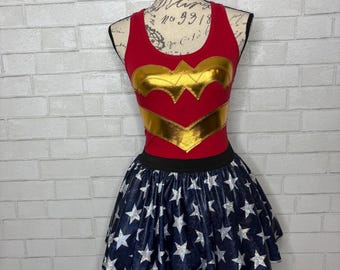 WONDER super human powers lady Superhero Running costume/Skirt