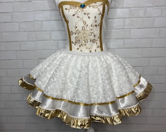 White Cat Marie Mother  Inspired Running Complete Outfit / skirt / Costume Halloween white/gold