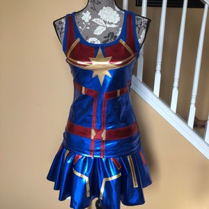 Marvel-ous Captain woman super human powers lady Superhero Running costume/Skirt