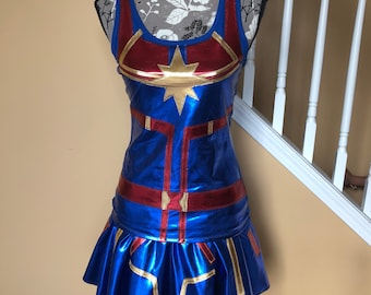 Marvel-ous Captain woman super human powers lady Superhero Running costume/Skirt