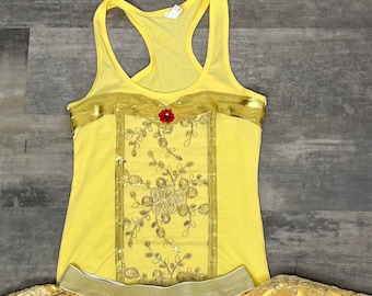 BELL Inspired Running Tank Only / Costume Halloween Yellow with rose
