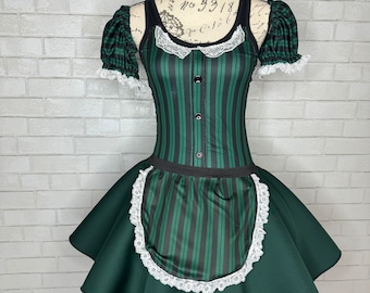 HAUNTED  cast member Maid inspired Running circle skirt/costume Green/Black/lace