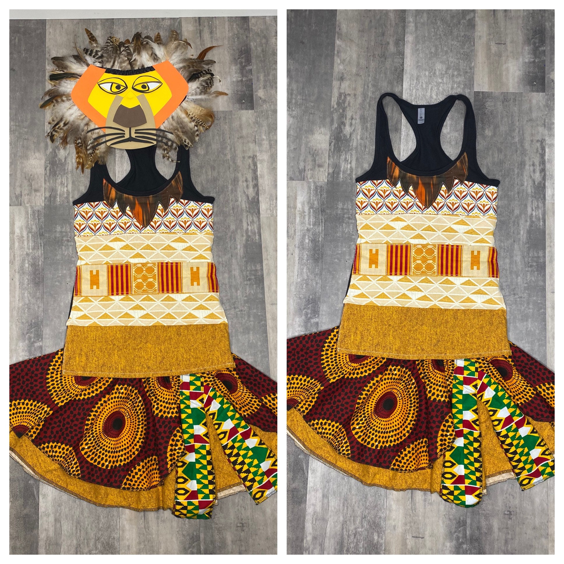 King Lion Inspired Running Costume Skirt costume outfit With Mask Etsy
