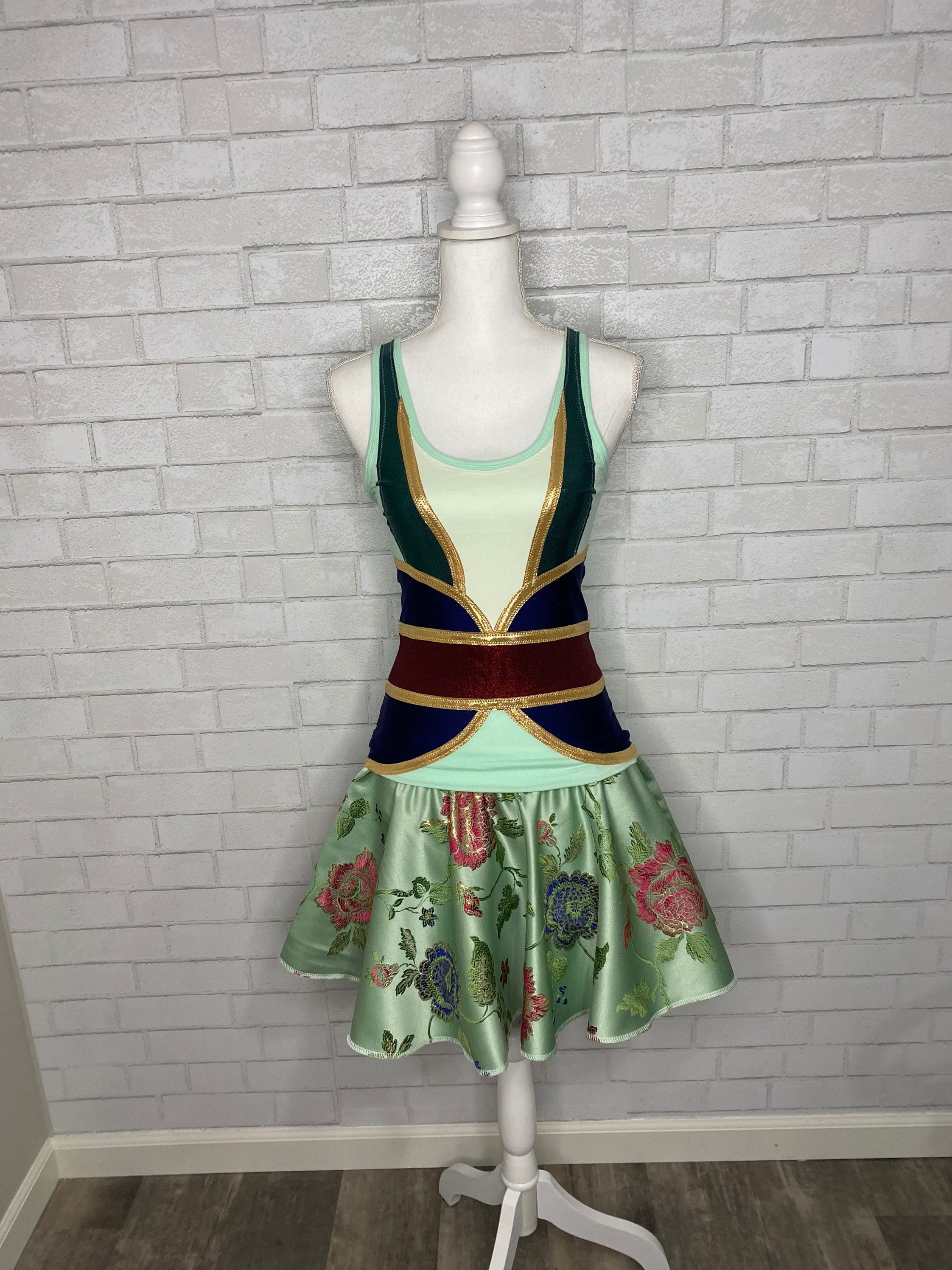 Vestido verde de Mulan Inspirado en Running Performance Tela Falda de disfraz Disfraz Atuendo Etsy Mexico