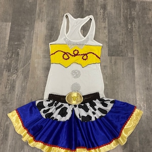 JESS Cow Girl inspired cowboy/cowgirl running costume/outfit/skirt/tank top cow print