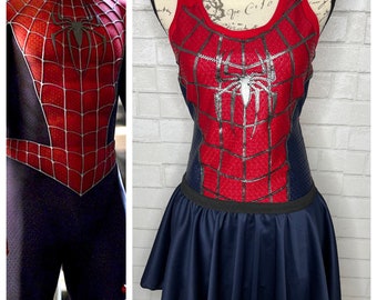 Spider Superhero Running costume outfit Tank top and skirt