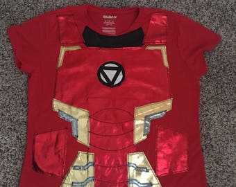MENS Red Iron Man Running Outfit /Performance Top ONLY / Costume Halloween