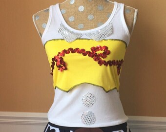 Cow Girl inspired cowboy/cowgirl running costume/outfit/tank top ONLY cow print