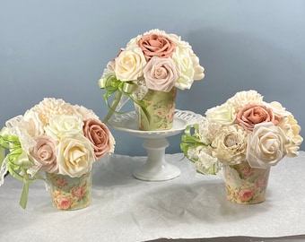 3pc. TEA PARTY CENTERPIECE, Alice in Wonderland Decor, Garden Party Centerpiece, Tea Party Bridal Shower,  Tea Party Birthday Centerpiece