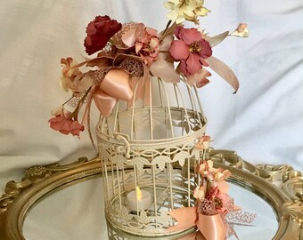 white birdcage centerpiece