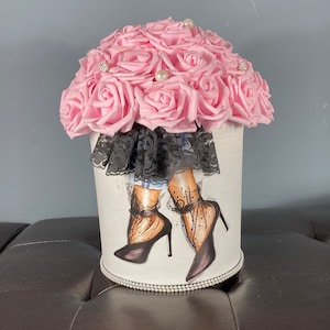 HIGH HEEL LOVER, High Heel Centerpiece, Bridal Shower, Flowers in Hat Box, Paris Sweet Sixteen, Paris Birthday Party, Paris Bedroom Decor