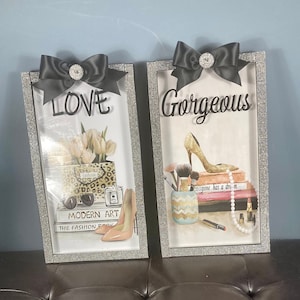 FASHION WALL DECOR, Paris Bedroom Decor, Shadow Box Wall Art, Paris Bathroom Decor, Paris Vanity Decor, Paris Lovers Gift, Glitz and Glam
