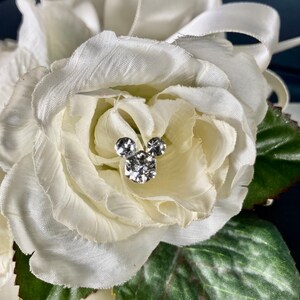 10pc HIDDEN RHINESTONE MICKEY Bouquet Pins, Mickey Flower Pin, Mickey Corsage Pin, Fairy tale Wedding Bouquet, Disney Wedding Centerpiece