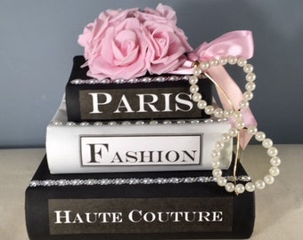 DECORATIVE BOOK BOX Centerpiece, Paris Theme Centerpiece, 50th Birthday Centerpiece, Sweet 16 Centerpiece, Bridal Shower Centerpiece, Paris