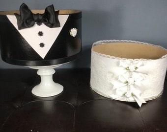 BRIDAL GIFT BOX, Decorative Bride Basket, Wedding Shower Decor, Bridal Shower Decor, Bride Essentials Box, Tuxedo Box, Groom Gift Box