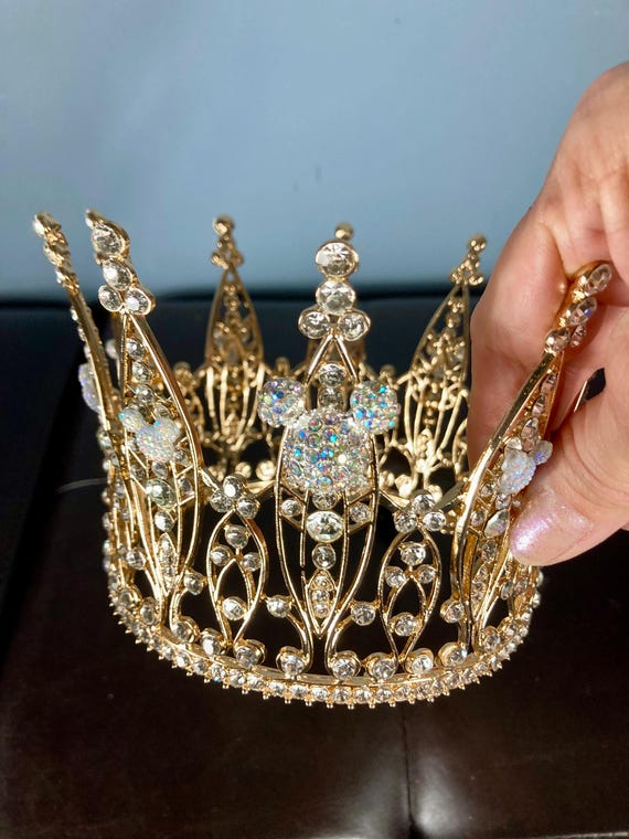 MICKEY CROWN HEADPIECE, Fairy Tale Wedding Headpiece, Disney Wedding Headpiece, Gold Mickey Crown, Fairy Tale Crown, Mickey Birthday Crown