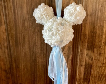 MICKEY FLOWER BOUQUET, Mickey Church Pew Bow, Fairytale Wedding Decor, Fairytale Wedding Bouquet, Disney Wedding Bouquet, Disney Lovers Gift