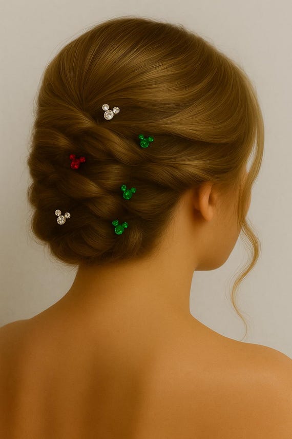 SPARKLE HAIR PINS, Twist in Hair Jewels, Mickey Hair Charms, Fairy tale Hair, Crystal Hair Accessories, Disney Bridal Hair, Mickey Hair Pins