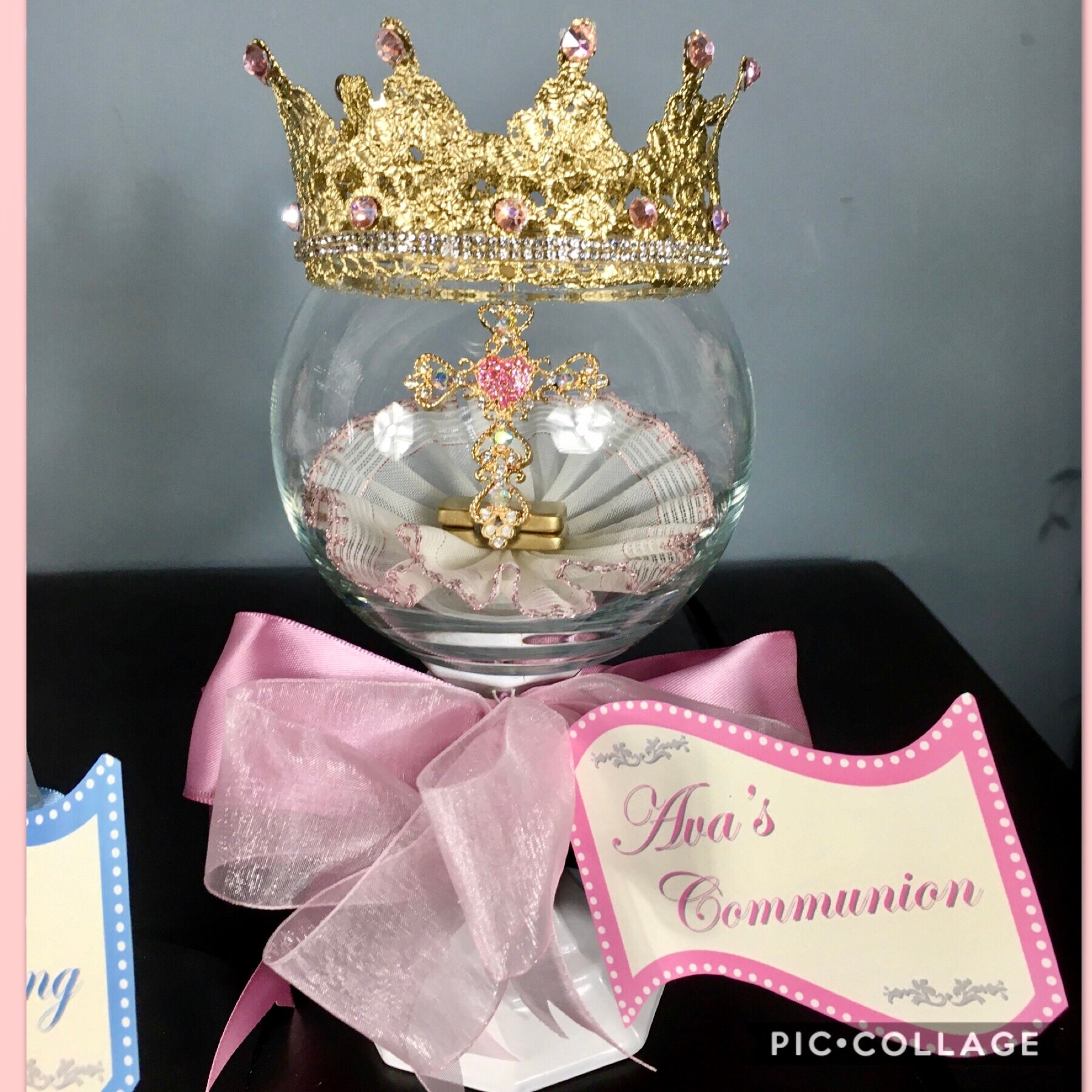 Girl COMMUNION CENTERPIECE, Baby Girl Christening Centerpiece, Baby Girl Baptism Centerpiece