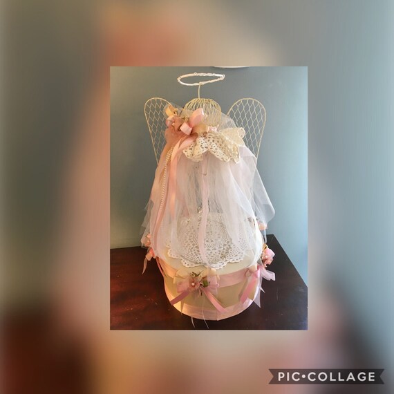 ANGEL CENTERPIECE, Wire Angel, Communion Centerpiece, Commumion Decor, Christening Centerpiece, Baptism Centerpiece, Religious Centerpiece