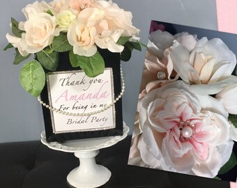 FLOWER BOX CENTERPIECE, Paris Theme Birthday, Bridesmaid Gifts, 50th Birthday Centerpiece, Blush Flower Centerpiece, Sweet 16 Centerpiece